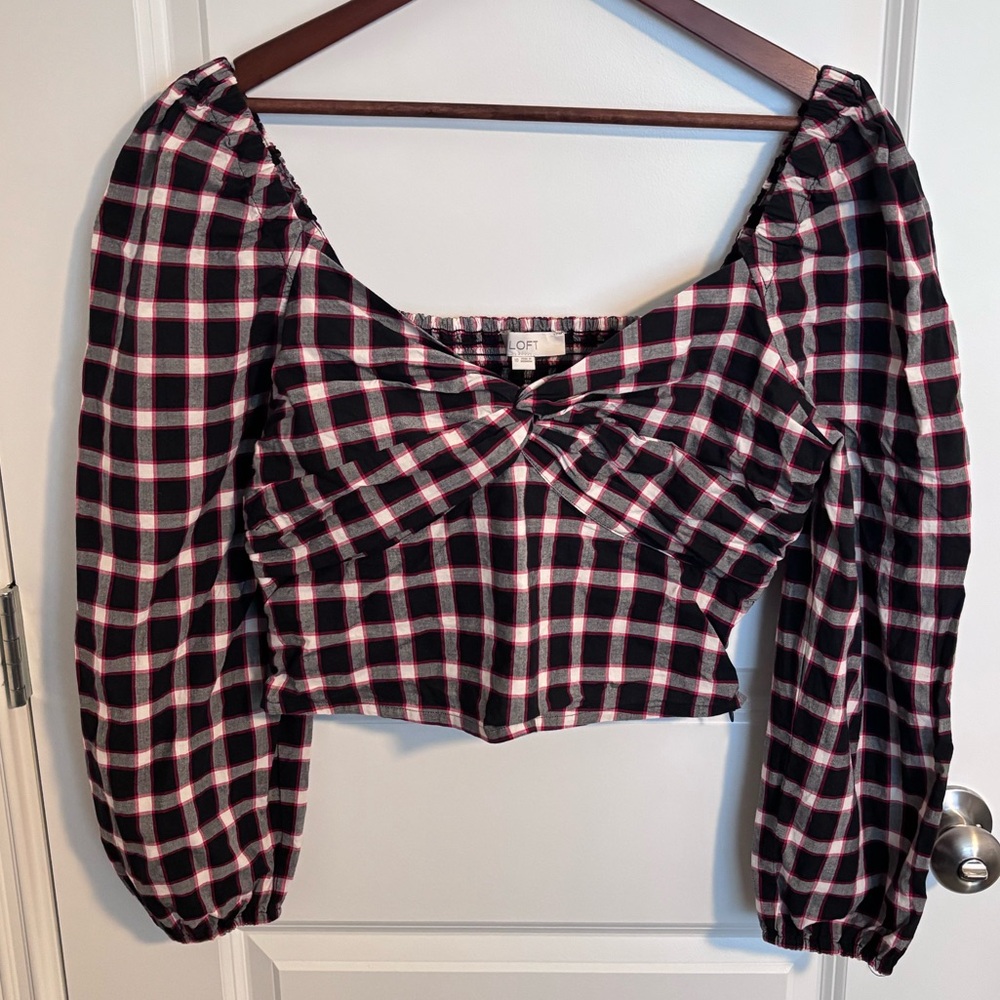LOFT | Plaid Sweetheart Blouse